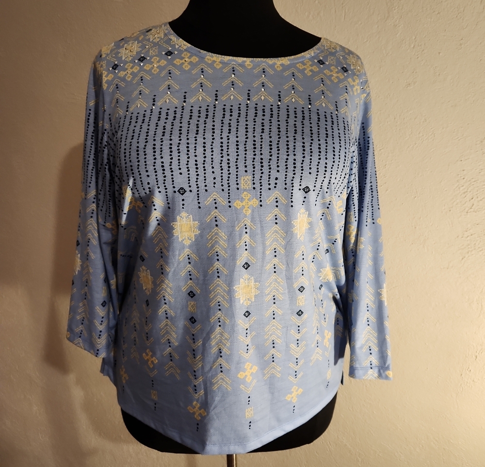Allison Daley Women's Light Blue 3/4 Sleeve Top 1X NWT
